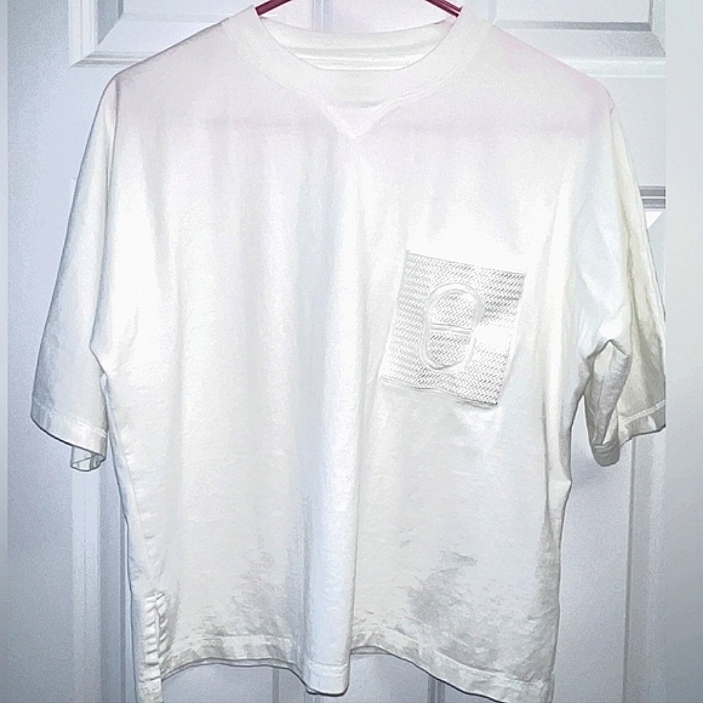 HERMÈS EMBROIDERED POCKET T-SHIRT CHAINE'D ANCRE WHITE 38 Great Condition Hermes - Picture 5 of 8